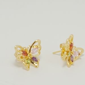 14k Gold Plated & Multicolor crystal Butterfly
